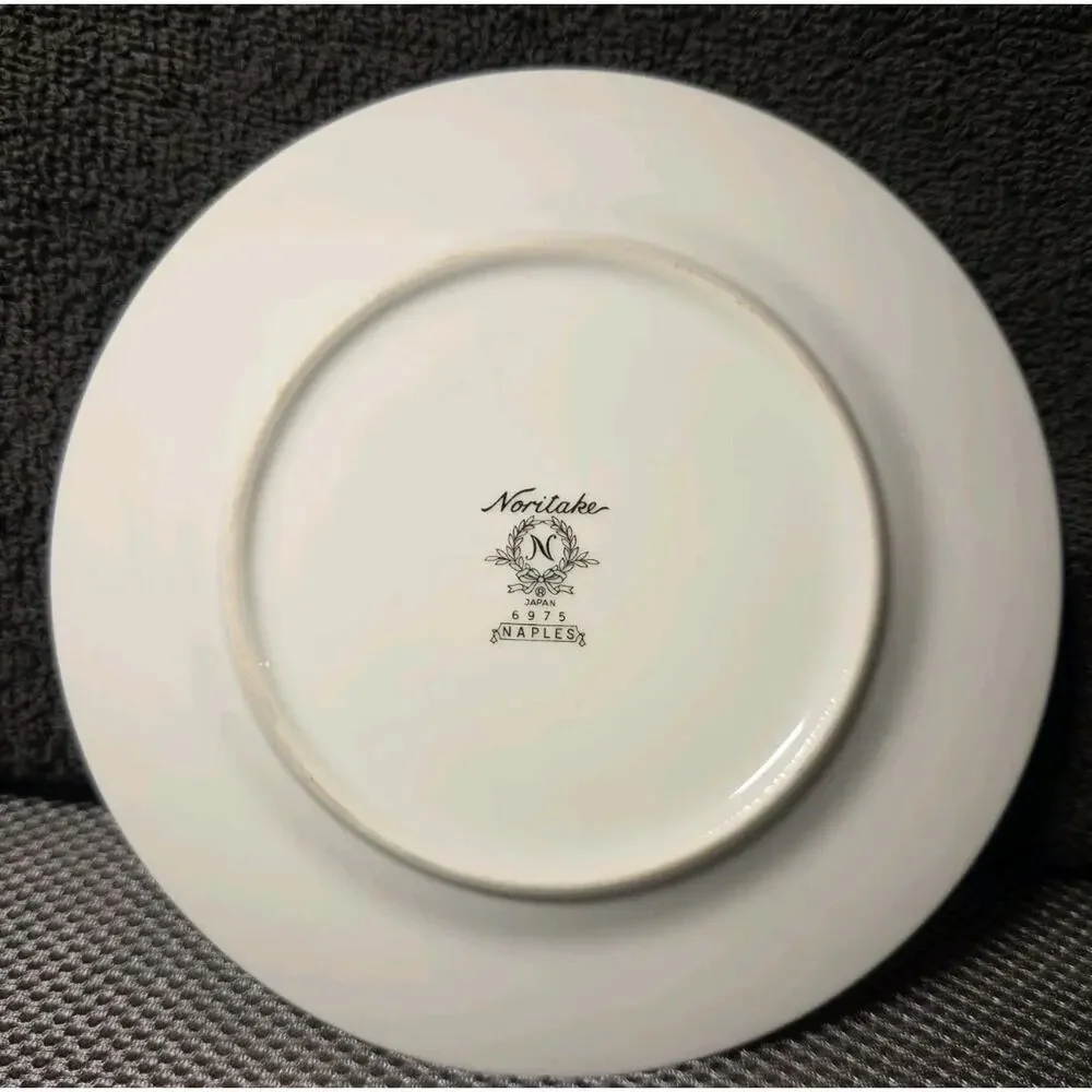 Noritake China Naples 6975 6 1/2 In Bread & Butter Plate White W/Gray Trim